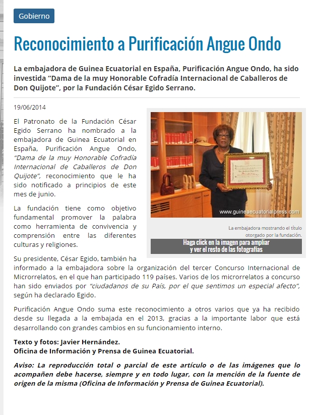 Embajadora-de-Guinea_ecuatorial-nombrada-Dama-de-la-cofradia-de-don-Quijote